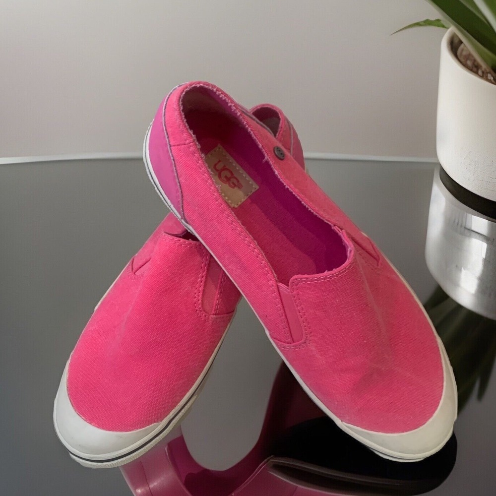 UGG Slip On Sneakers Womens 6 Hot Pink Canvas 1016345K Low Top Barbiecore Shoes